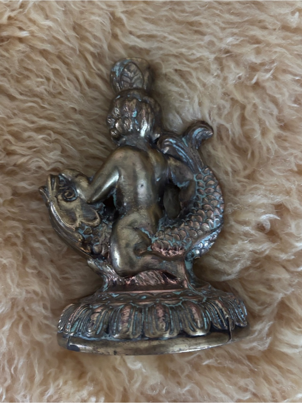 Antique Brass Cherub Decorative Figurine - Picture 2 of 5